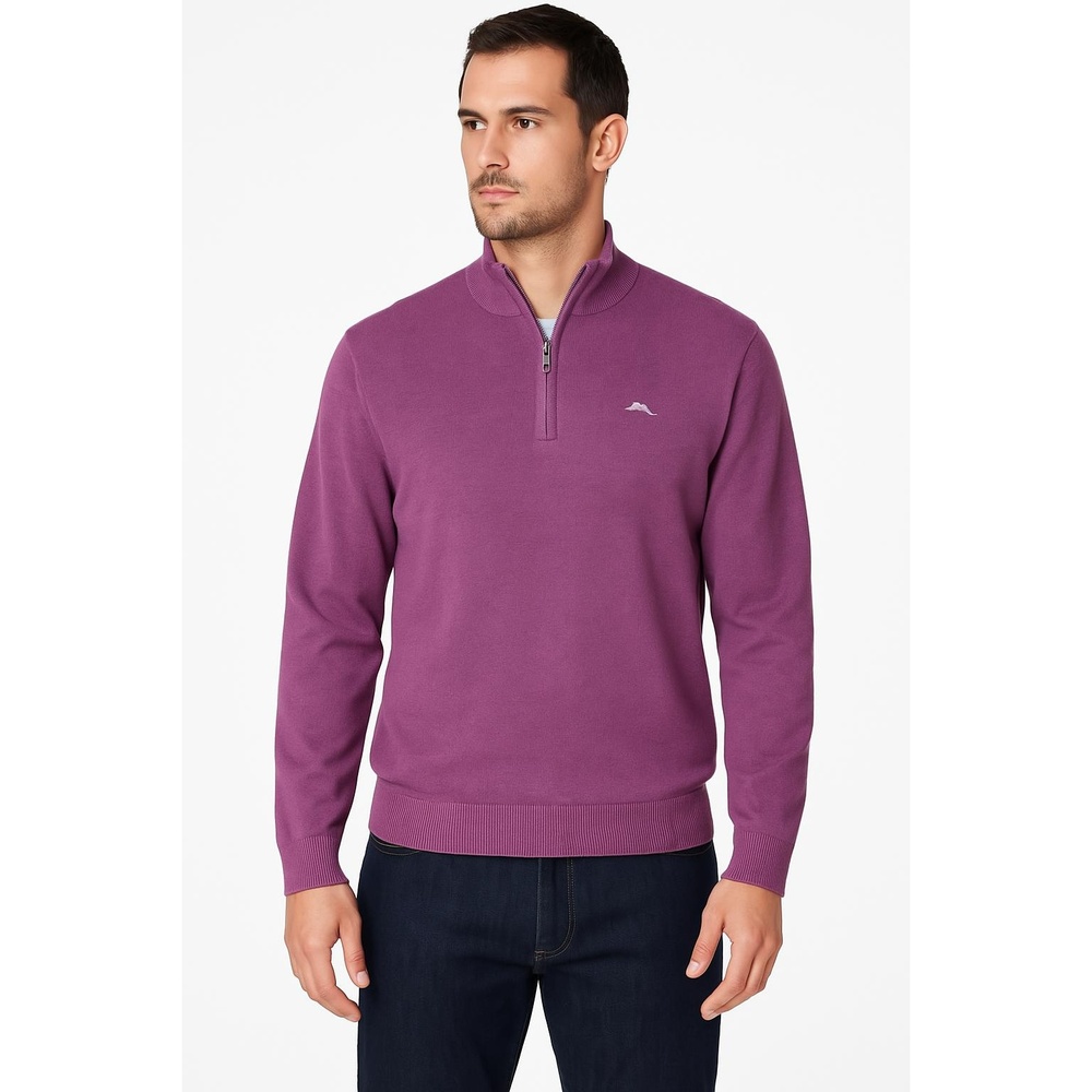 Tommy Bahama Pullover‎ Sweater Mens Large Purple QuarterZip Ribbed Mock Neck
